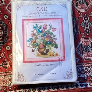 Flower and Peach Cross Stitch Kit